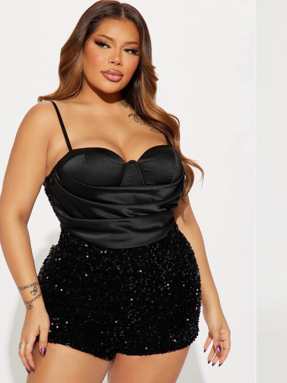 Fashion Nova Black Sequin Romper Jumpsuit Plus Size